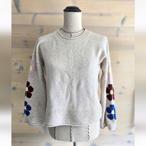 Madewell Belmore Floral Sleeve Pullover Sweater